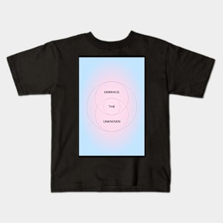 Embrace the Unknown Modern Geometric Aesthetic Pink and Blue Gradient Aura Kids T-Shirt